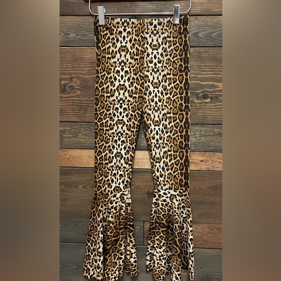 Grace & Emma Leopard flare pants Girls size 8-10 - Picture 2 of 8